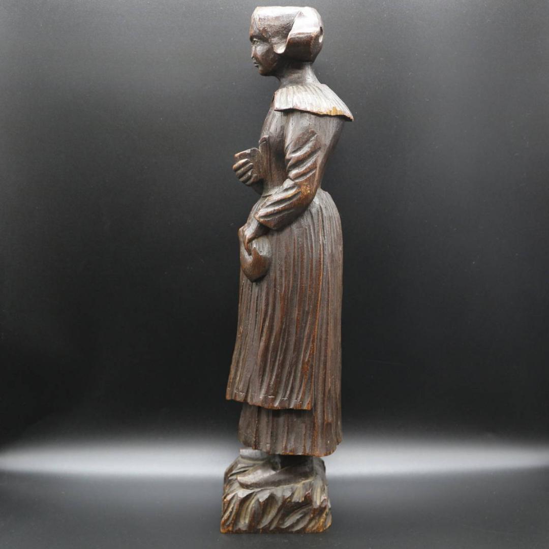 木彫 オブジェ 男女ペア アンティーク 置物 高さ約35cm