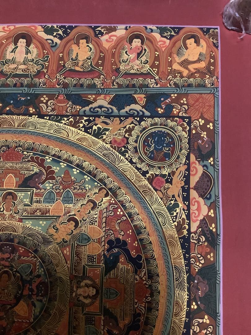 《 チベット密教　新品　1点物 》 手描き　曼荼羅　仏陀　釈迦　仏教　仏画　a4