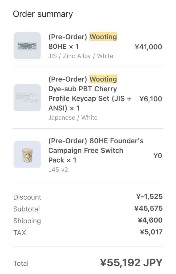 Wooting 80he 日本語配列(JIS)