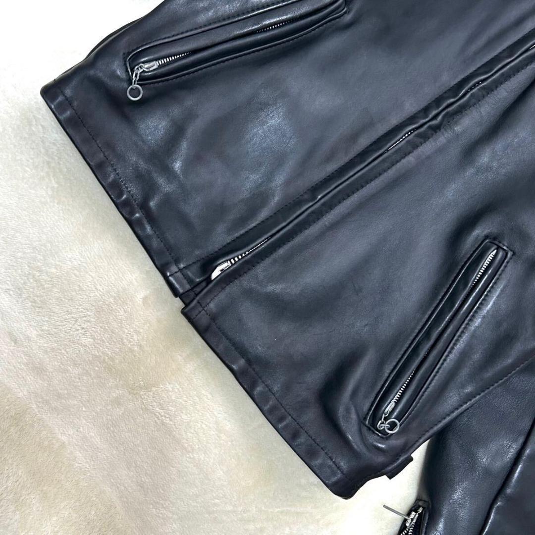 美品✨　ショット　641　シングルライダース　ブラック　立ち襟　34