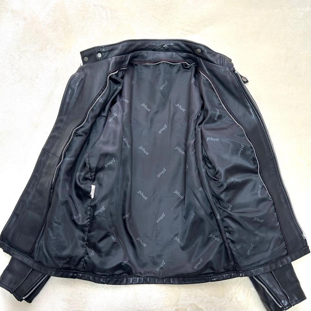 美品✨　ショット　641　シングルライダース　ブラック　立ち襟　34