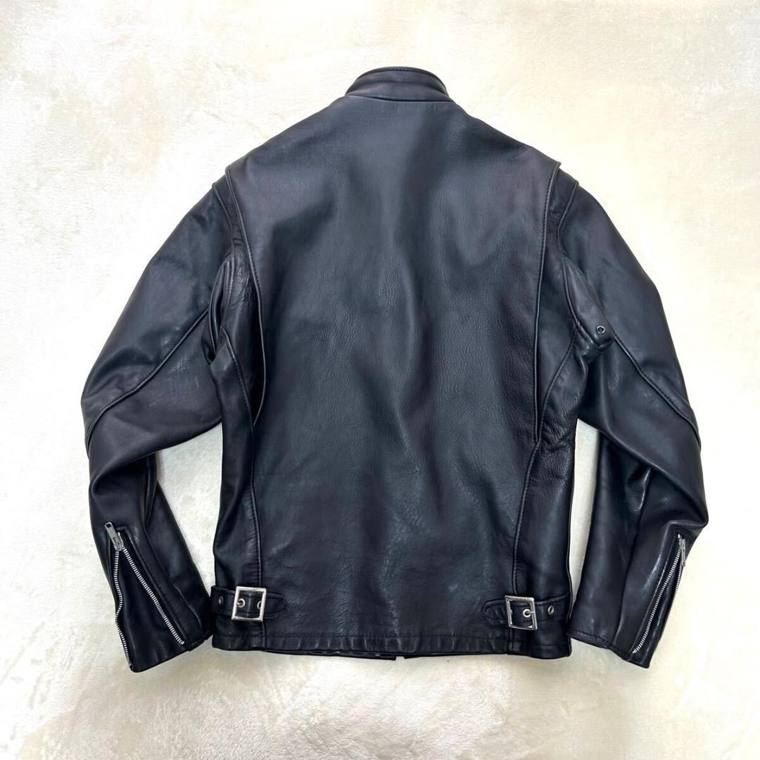 美品✨　ショット　641　シングルライダース　ブラック　立ち襟　34