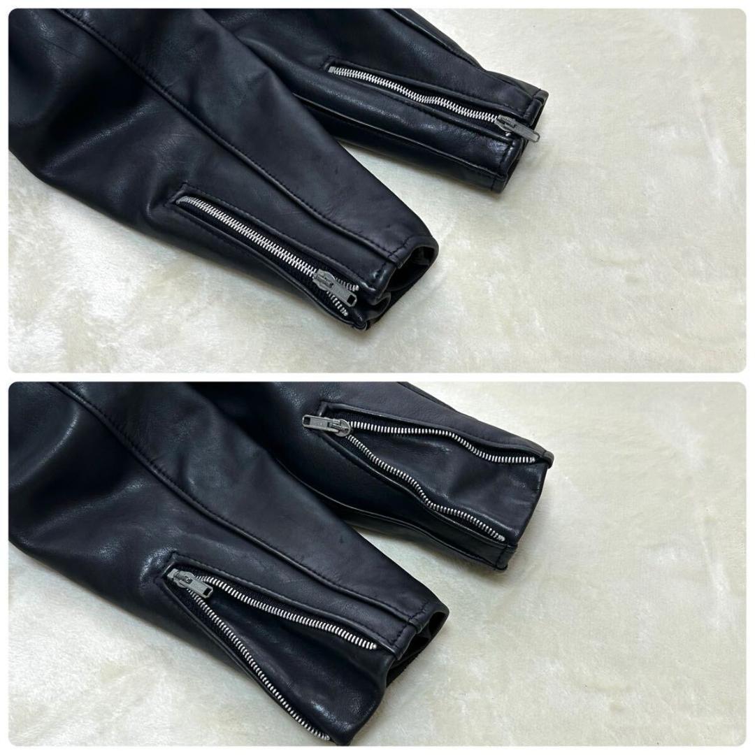 美品✨　ショット　641　シングルライダース　ブラック　立ち襟　34