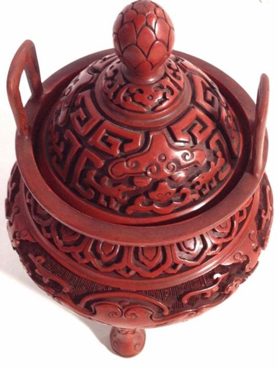 香炉　堆朱　三脚香炉 唐物 時代物