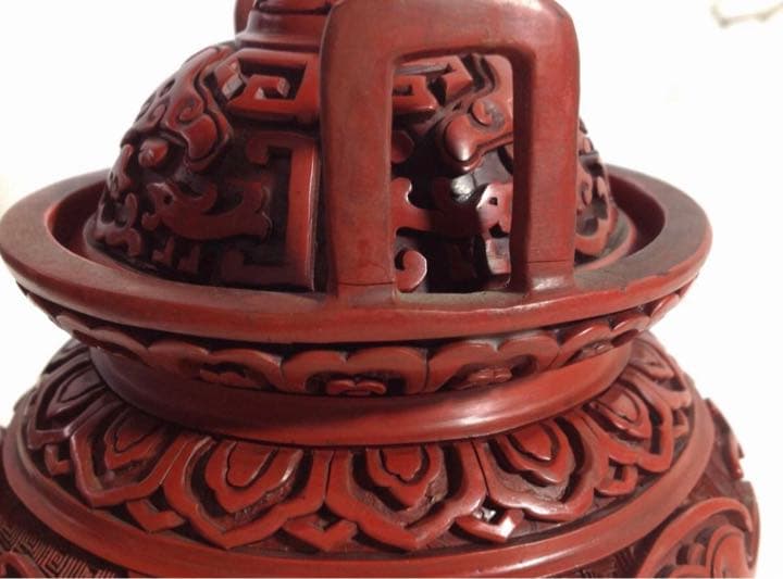 香炉　堆朱　三脚香炉 唐物 時代物