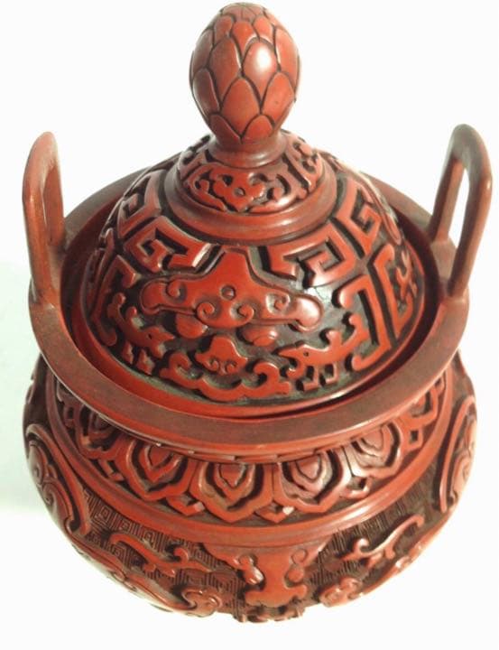 香炉　堆朱　三脚香炉 唐物 時代物