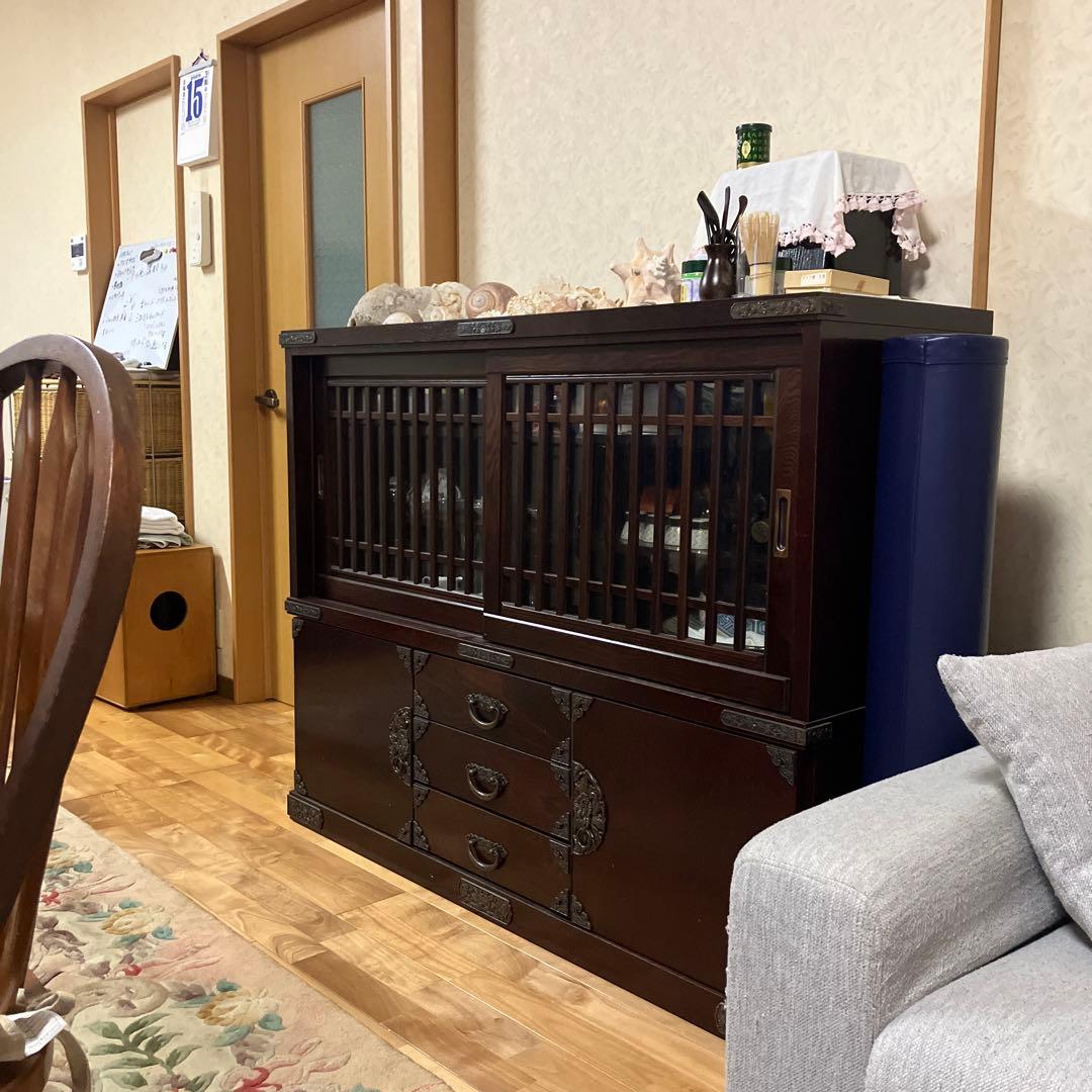 木製キャビネット 中型 ダークブラウン