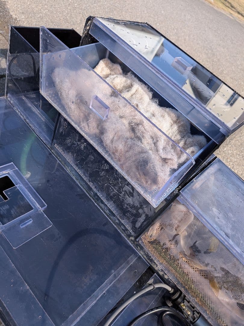 1200×450×450 4面ブラックアクリル水槽 +上部フィルターろ材等セット