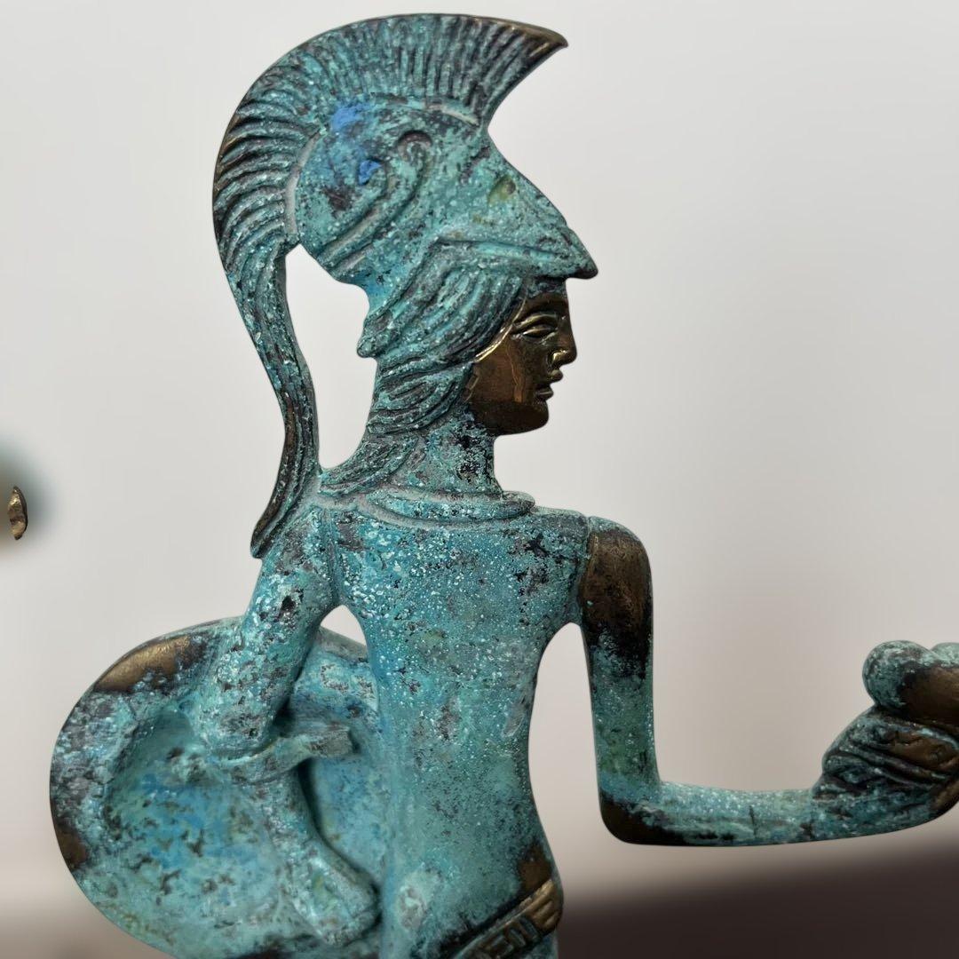 ギリシャ　青銅色の馬とアテネの彫刻2点セット