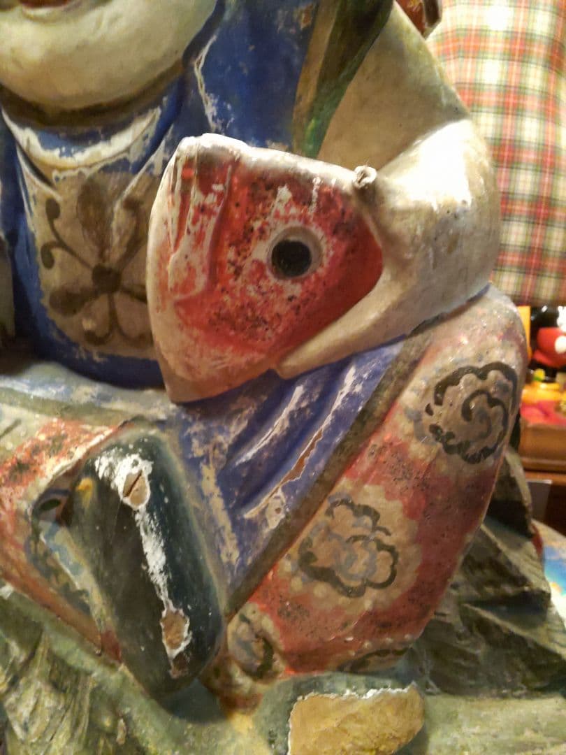 時代木彫り恵比須様　　江戸期はあるかと思います。　パワー、オーラーがすごい!