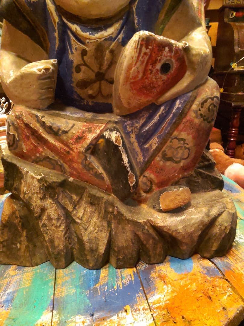 時代木彫り恵比須様　　江戸期はあるかと思います。　パワー、オーラーがすごい!