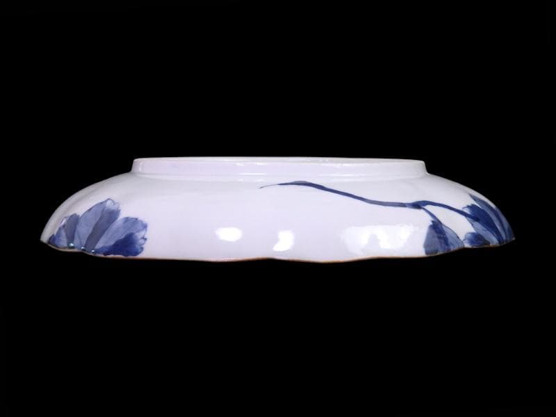 DAj 古伊万里　染付　菊花紋様の図　７寸皿