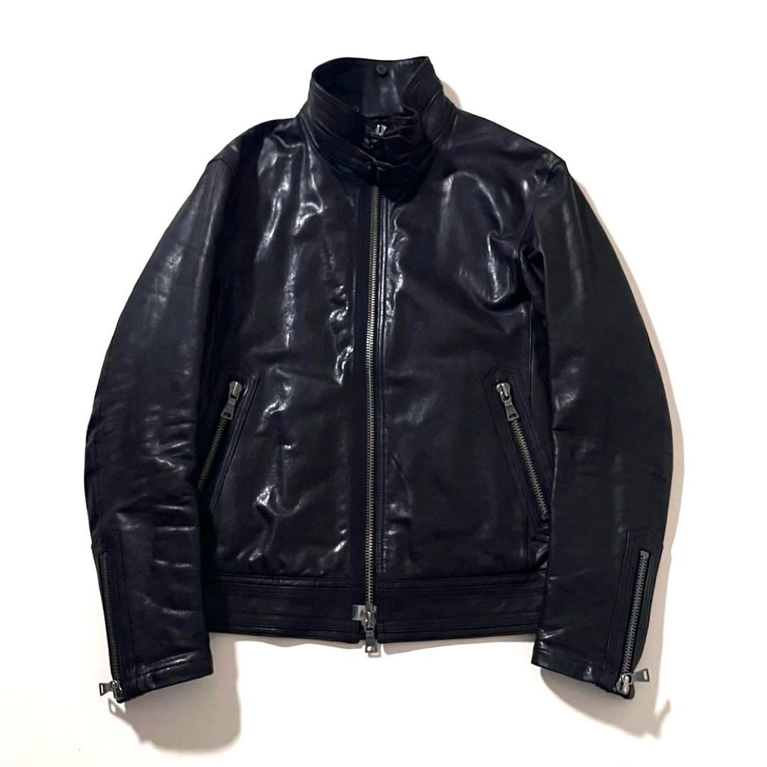 【良品】バーバリーブラックレーベル　ラムレザージャケット　LL　着脱ファー　羊革