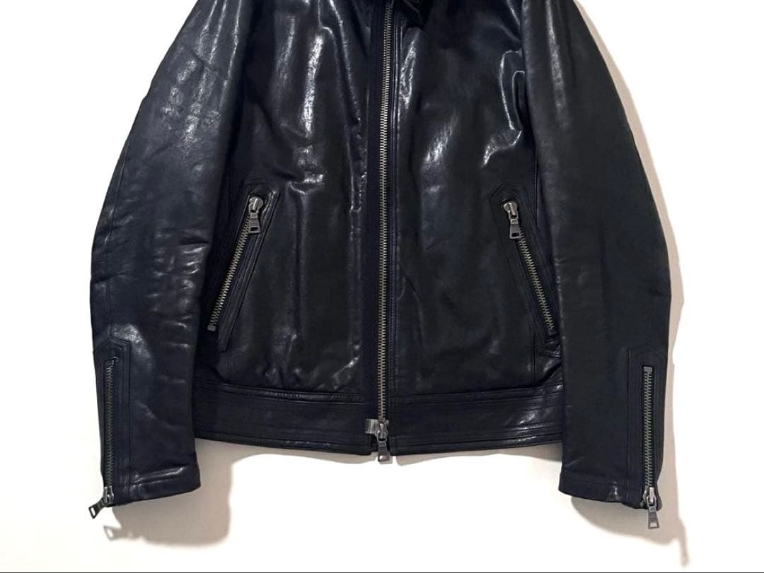 【良品】バーバリーブラックレーベル　ラムレザージャケット　LL　着脱ファー　羊革