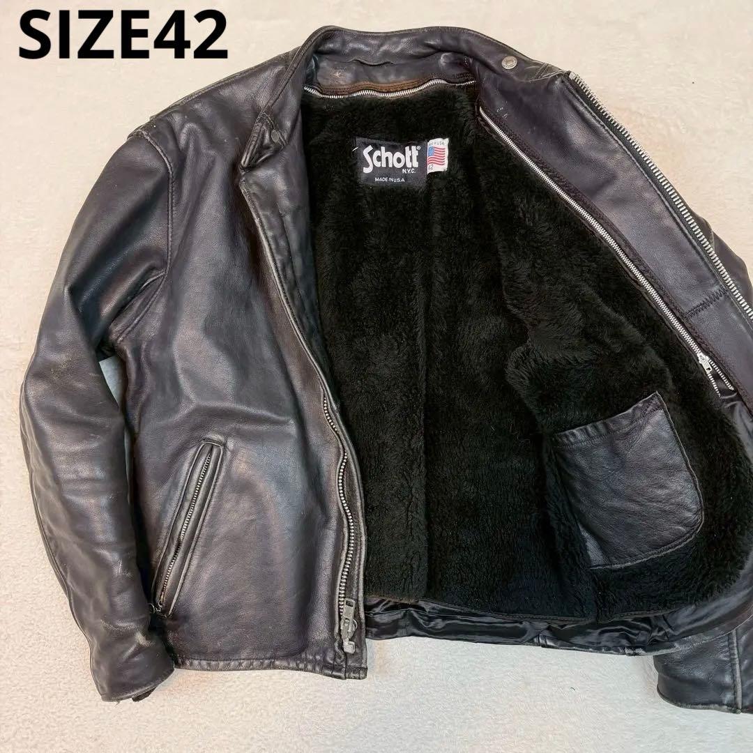 SIZE42 SCHOTT 641 ライダースジャケット ライナー 大きいサイズ