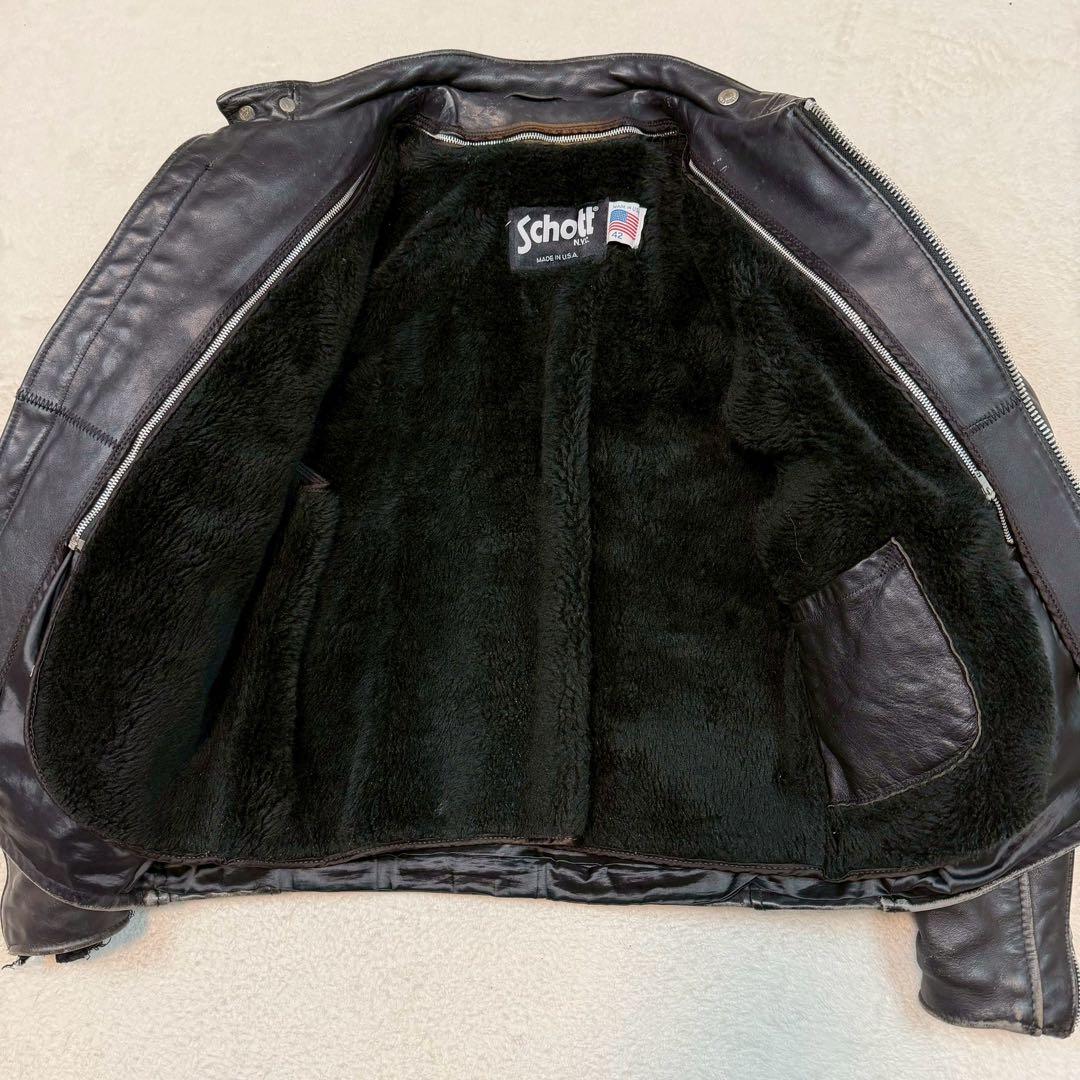 SIZE42 SCHOTT 641 ライダースジャケット ライナー 大きいサイズ