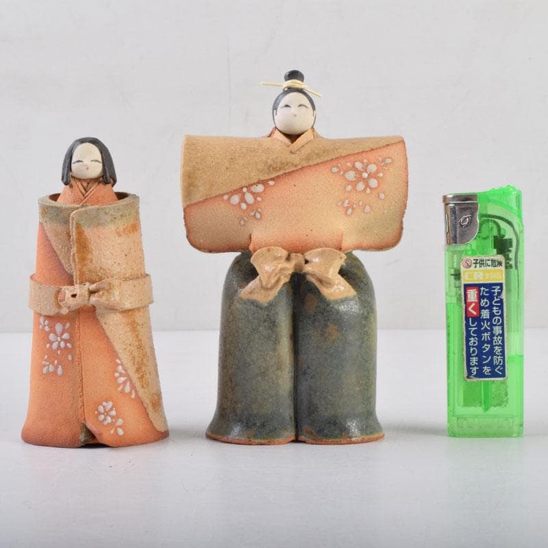 矢羽田英子作　陶人形　雛人形　立雛　共箱　V 8703