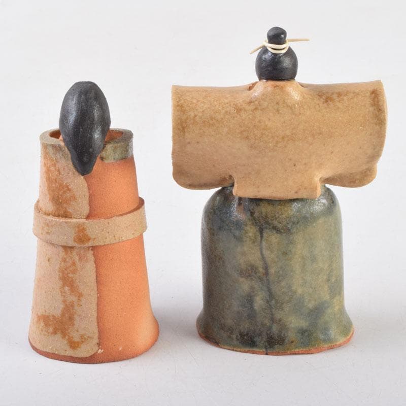 矢羽田英子作　陶人形　雛人形　立雛　共箱　V 8703