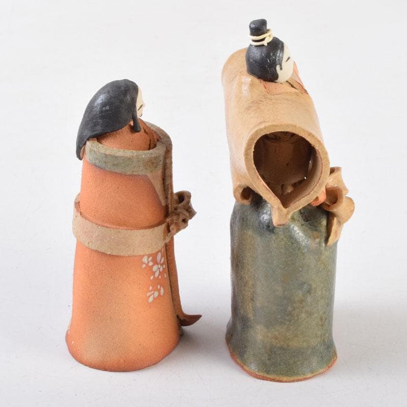 矢羽田英子作　陶人形　雛人形　立雛　共箱　V 8703