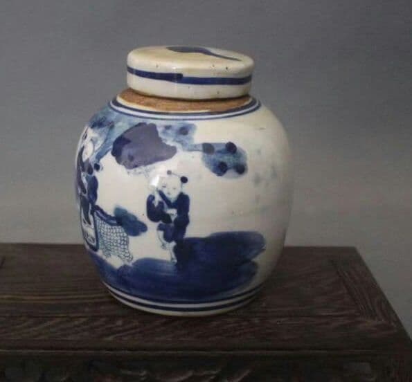 青と白の陶磁器の人物、キリンの家装飾置物のコレクション8