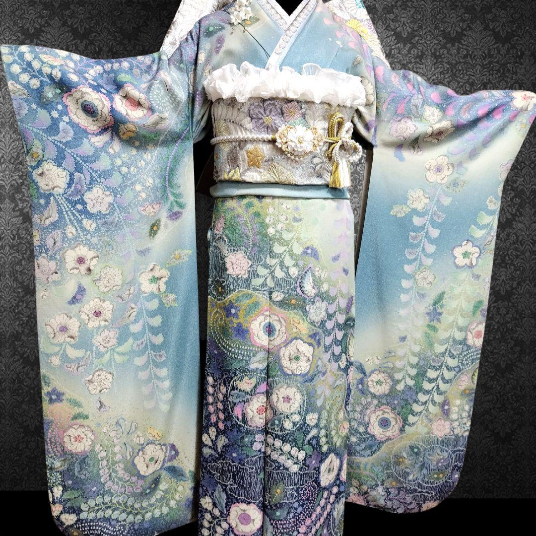 お直し無料！振袖フルセット(8点)・辻ヶ花・辻が花・絞り・胴裏正絹・高級手縫い