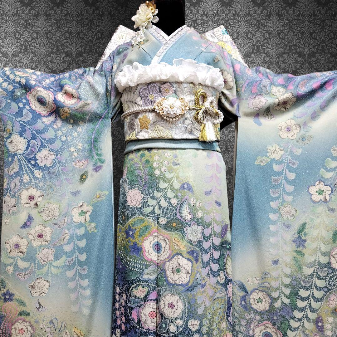 お直し無料！振袖フルセット(8点)・辻ヶ花・辻が花・絞り・胴裏正絹・高級手縫い