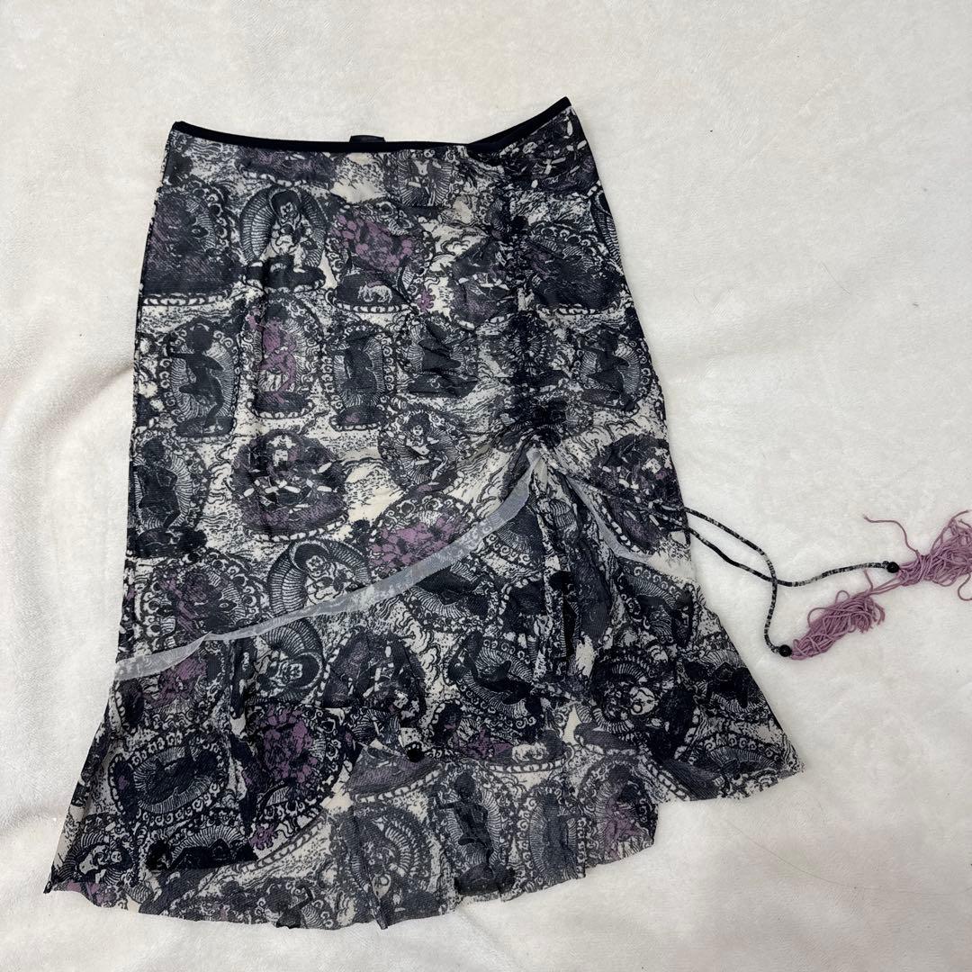 VIVIENNE TAM フレアスカート 黒と紫のパターン サイズ0