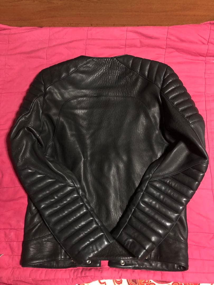 STUD HOMME ラムレザーバイカー ライダース ジャケット バルマン型 黒