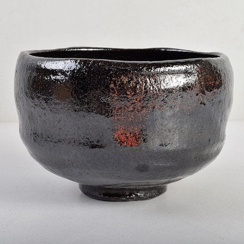 茶道具　楽吉左衛門　黒楽茶碗　時代箱付　V　R9355