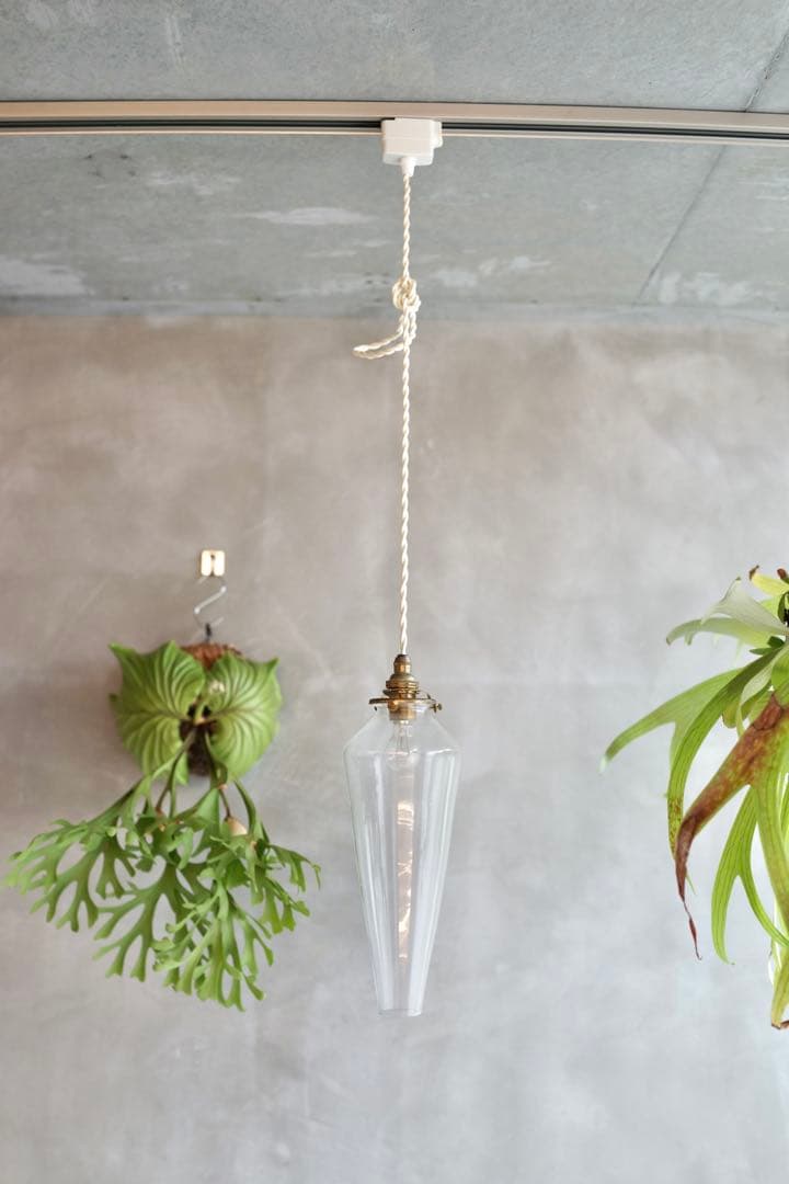 希少品　蠣崎マコト　ガラスランプシェード　作家　つららランプ