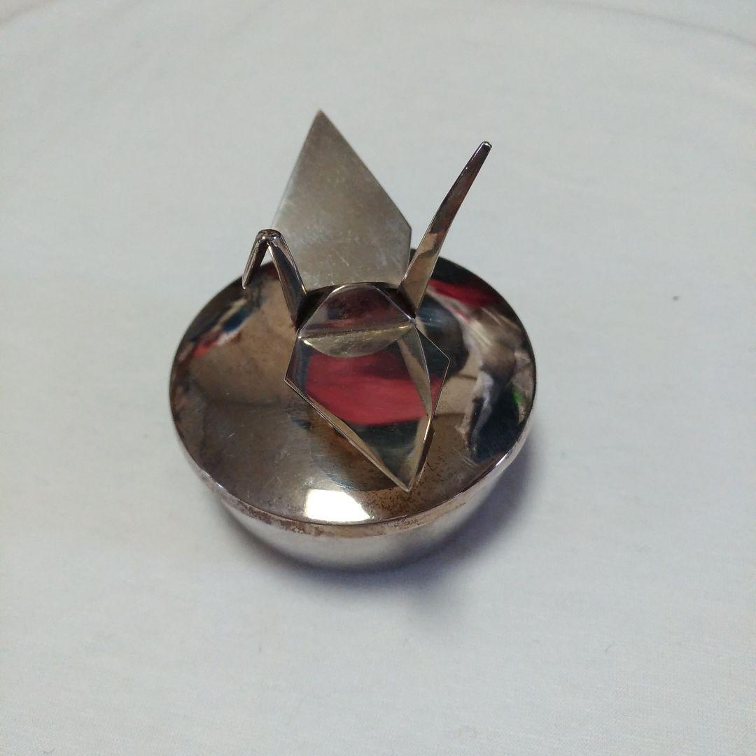 銀製。シルバー970。ボンボニエール。小物入れ。折り鶴。宮本商行。スレ、キズ有り