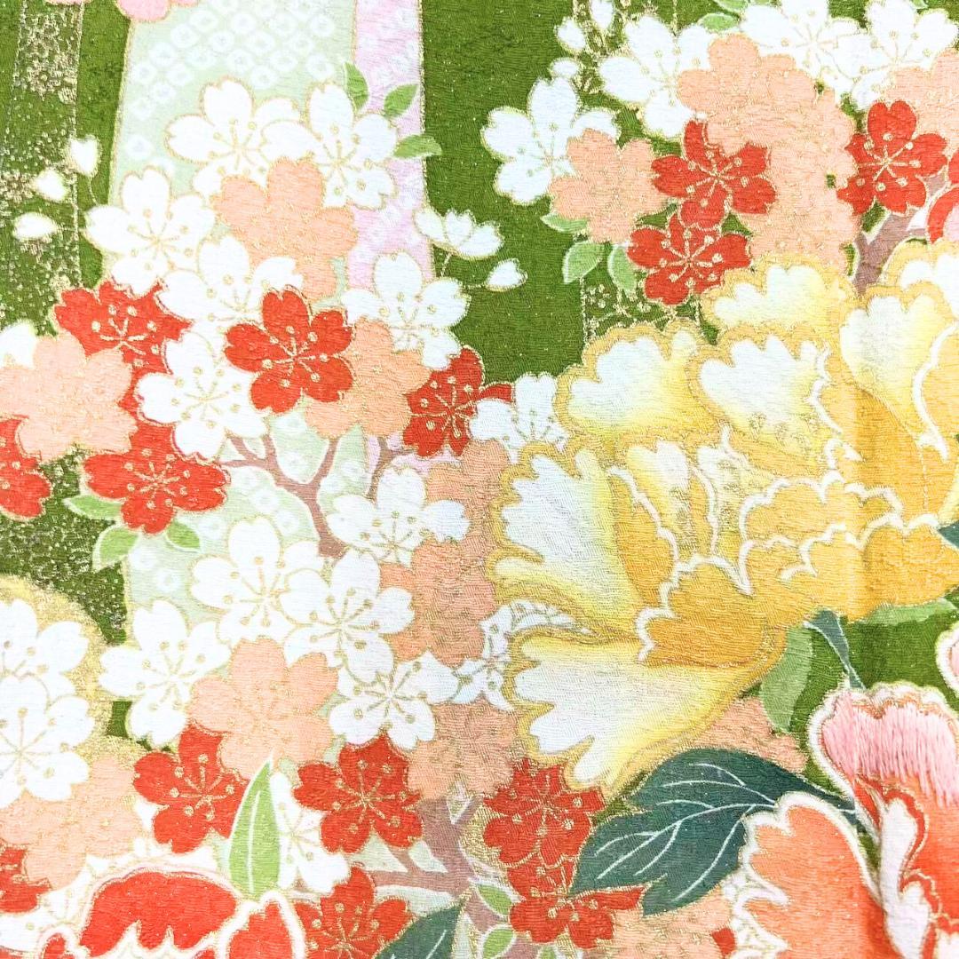 ≪早い者勝ち≫【美品】 振袖 正絹 古典柄 成人式 単品 抹茶色 S*19