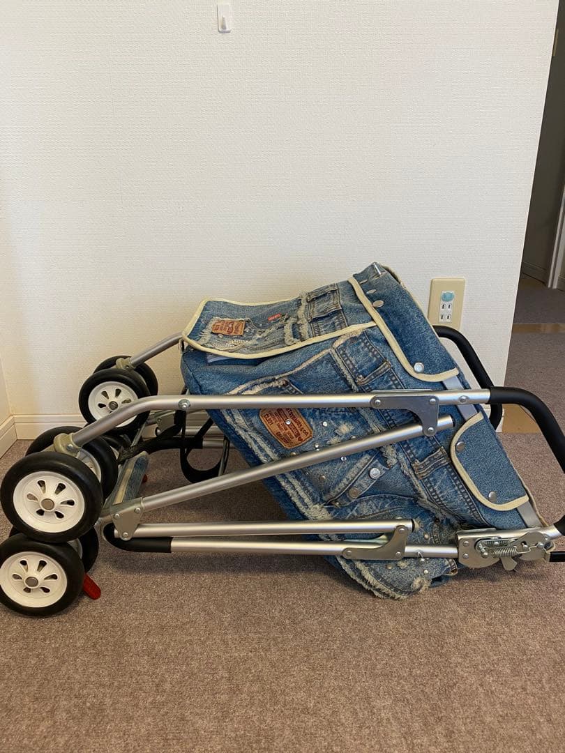 ユーピーカラーズデニム素材 二段式 ペットカート