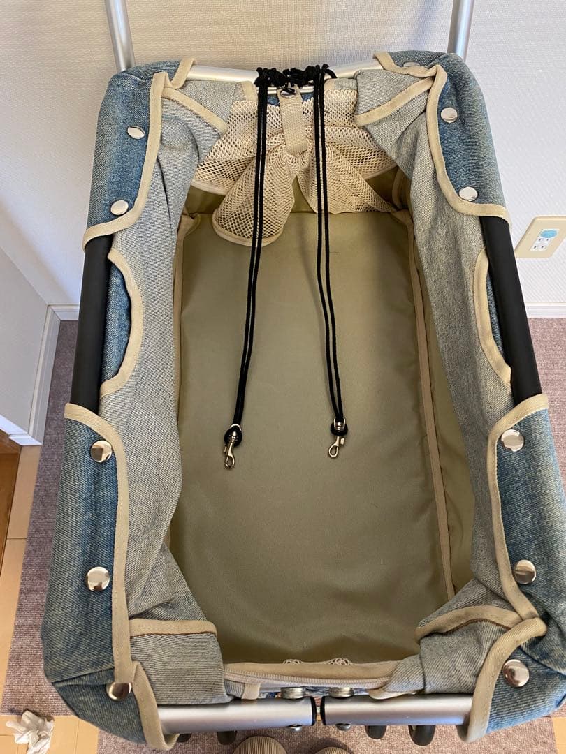 ユーピーカラーズデニム素材 二段式 ペットカート