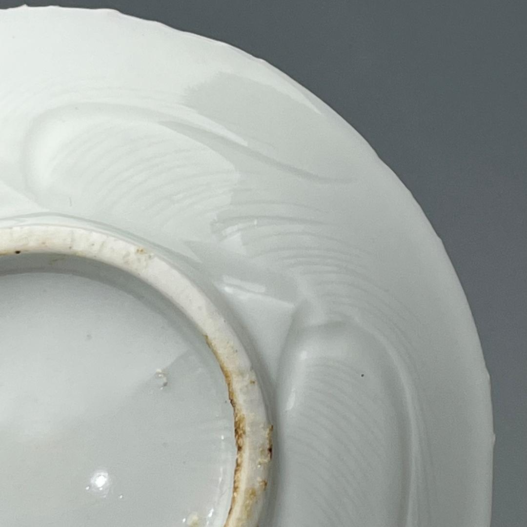 徳化窯 白磁陽刻雅紋皿 五客 白高麗 中国古玩 中国美術 旧家蔵出 A521