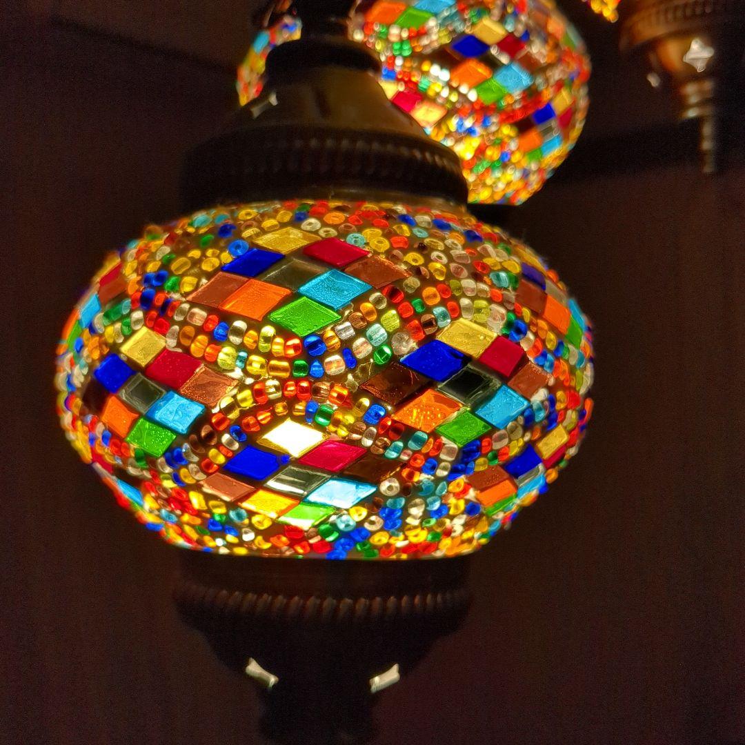 カラフルモザイク　5連トルコランプ　電球付き　引掛けシーリング