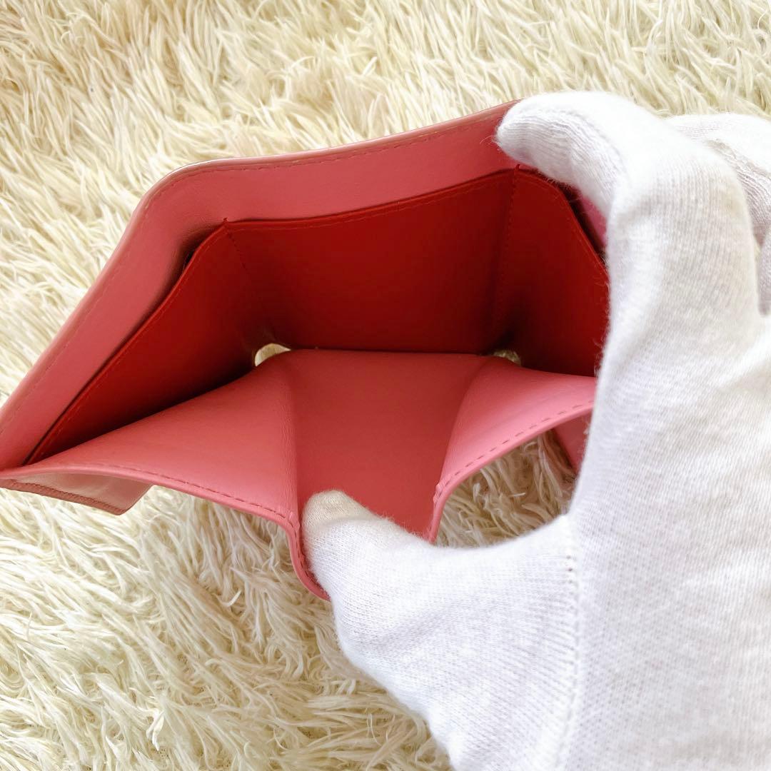 ミュウミュウ 三つ折り財布 コンパクトウォレット ピンク パターンハート 総柄