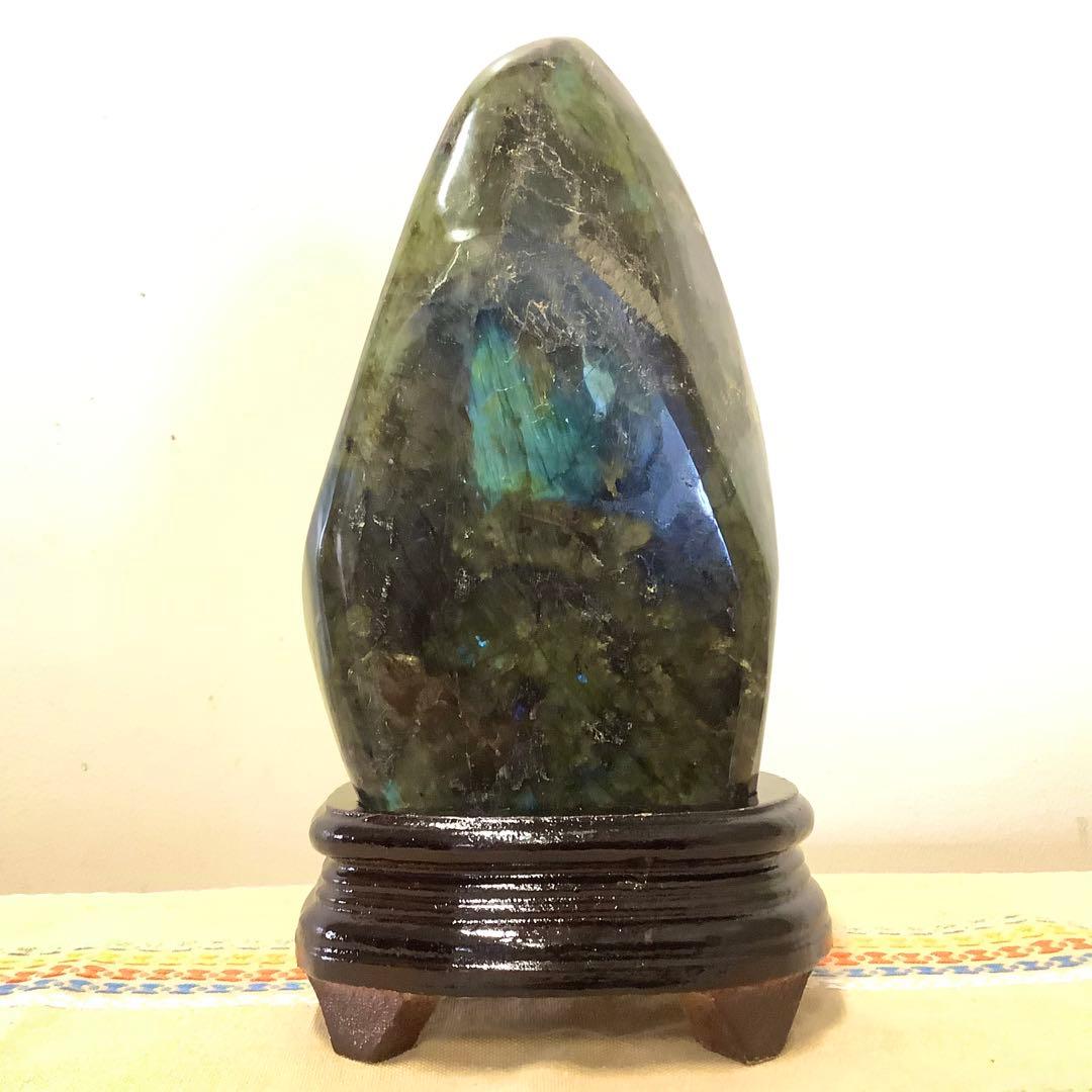 【前世の記憶、魂の学び】超特大サイズ！天然石 ラブラドライト 原石置き物