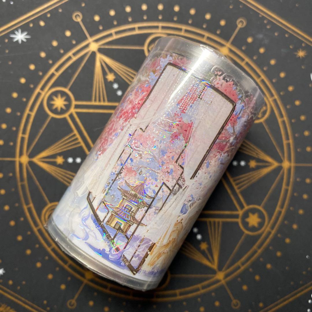 【9380】海外　5m巻　貝殻光カッティングマスキングテープ　ピンク　古風系