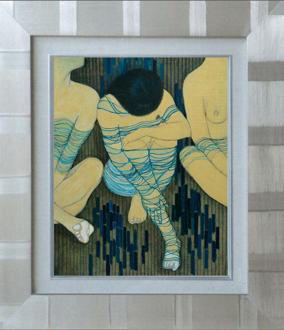 油絵 菅家令子 絵 絵画 インテリア 額付(黒) F6-030314 人物 女性