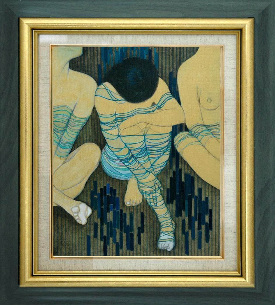 油絵 菅家令子 絵 絵画 インテリア 額付(黒) F6-030314 人物 女性