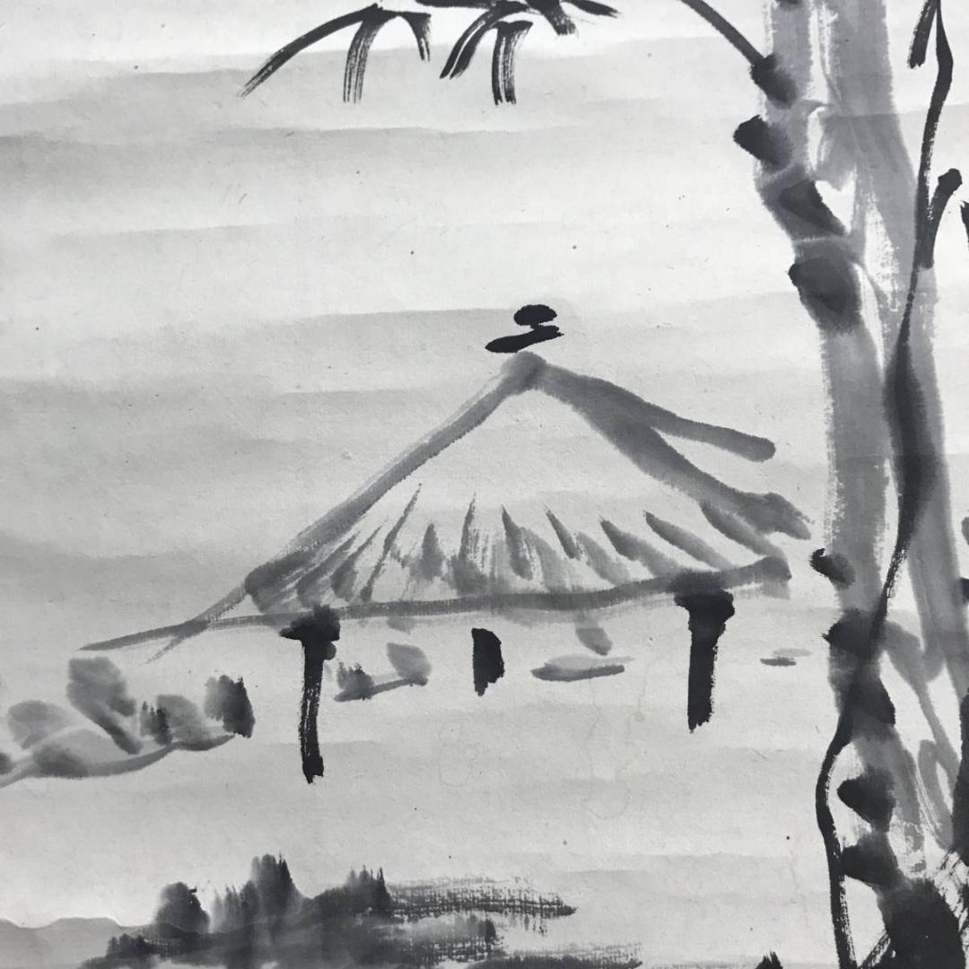 【真作】田中柏陰/松竹古々翠湖流/山水図/掛軸/名家伝来/AD-29