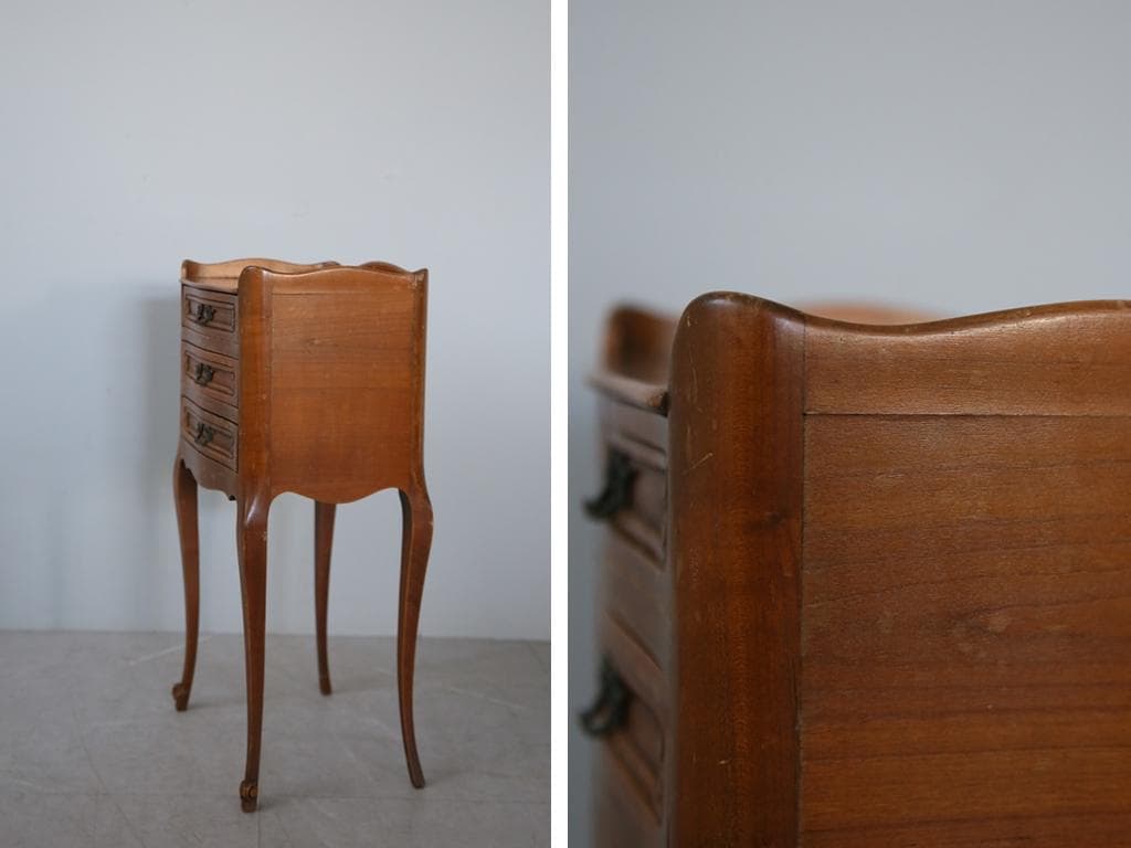 フランスアンティーク猫脚ベッドサイドキャビネット/ナイトテーブル机(91-236