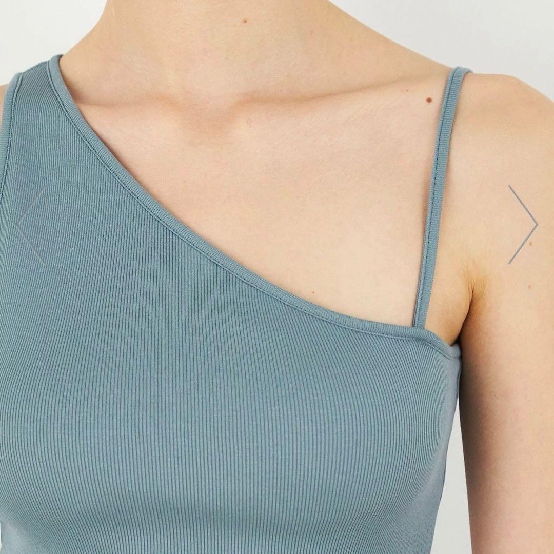 DESPRES スモールライトリブワンショルダータンクトップ　フリーサイズ