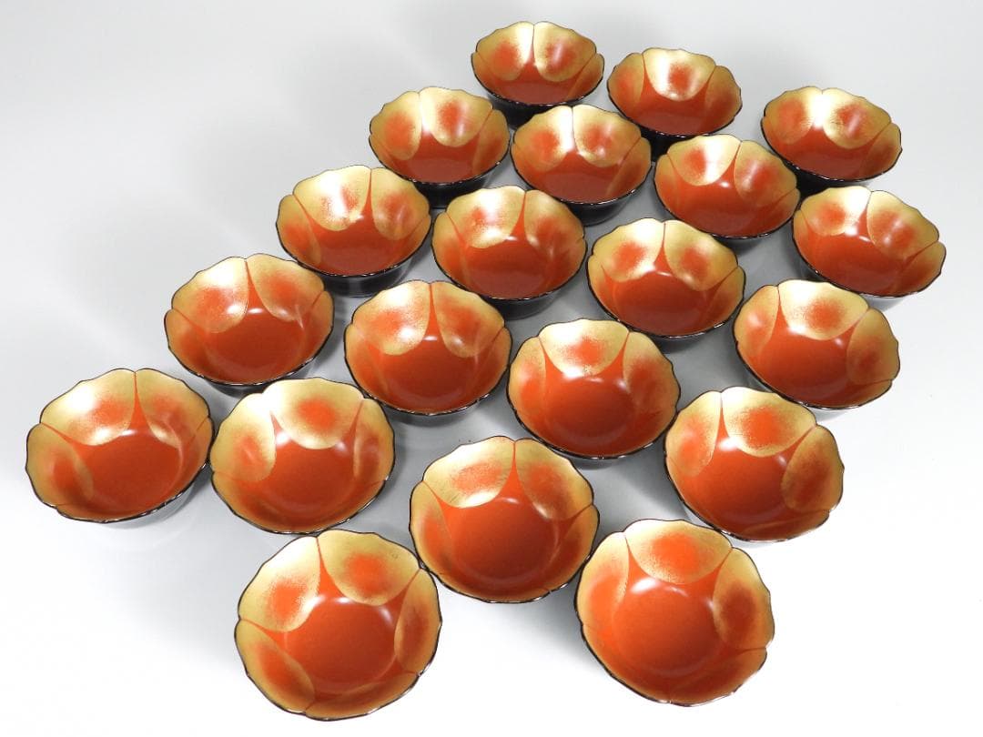 輪島塗 金蒔絵 漆塗り 木製 碗 杯 20客 骨董品