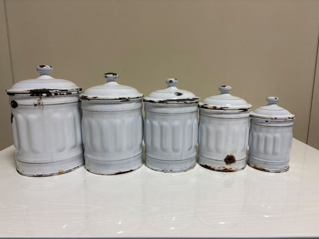アンティーク ホーローキャニスター5個セット