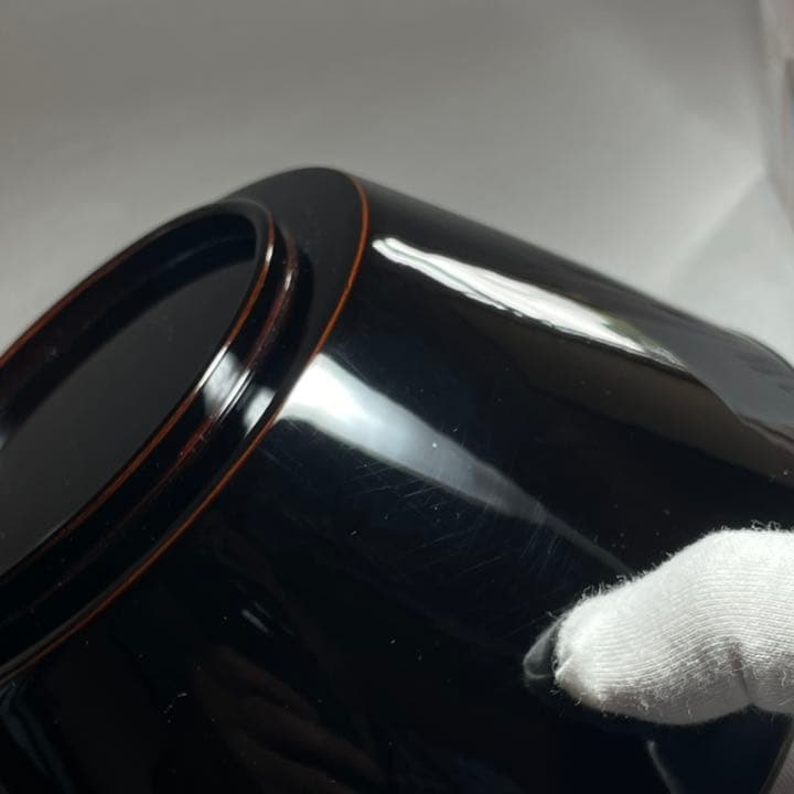 ◆黒漆菓子器と銘々皿五枚 京漆器 三象漆園造 高級漆器◆