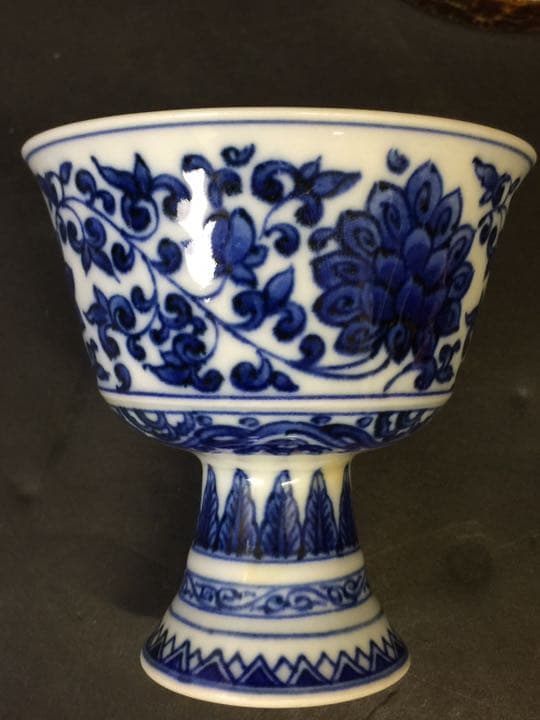 明時代 宣徳民窯 青花馬上杯 染付  時代物