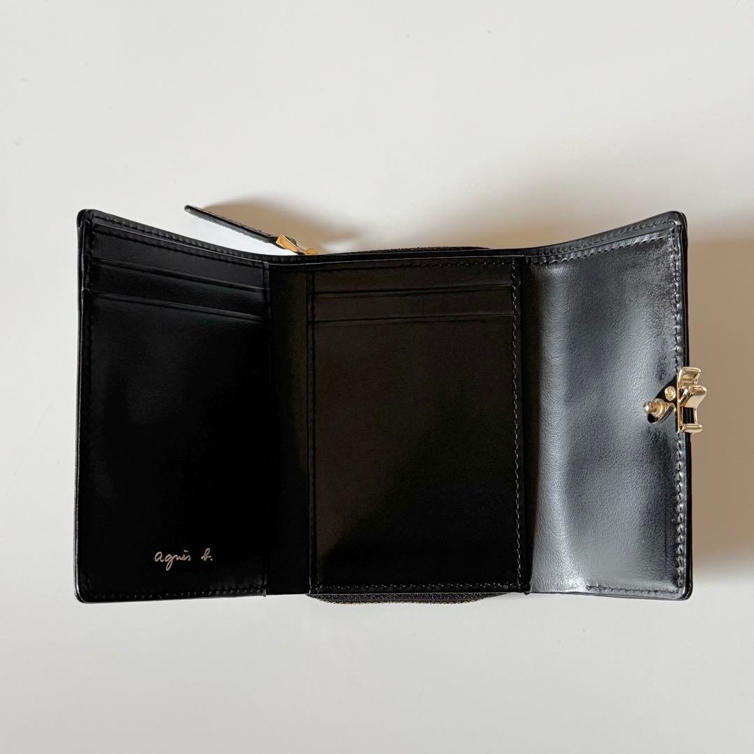 agnes b. アニエスベー 財布 折財布 三つ折り ブラック レザー