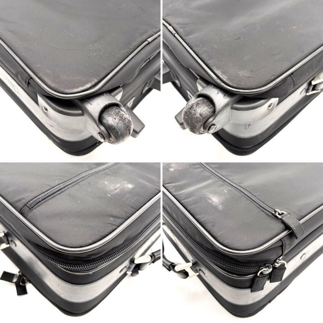 【美品】プラダ キャリーケース スーツケース ナイロン レザー 三角ロゴ 黒